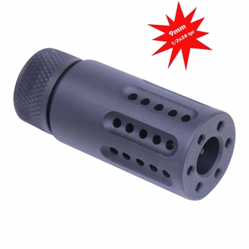 FTF Industries Inc. 9mm Mini Ported 3" Barrel Cover Fake Suppressor 1/2x28 tpi