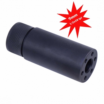 FTF 3" Black Out Mini 9mm Fake Suppressor Inert Silencer 1/2x28 tpi
