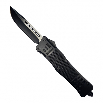 Delta Force OTF Black Handle Black Clip Point Plain Edge Blade