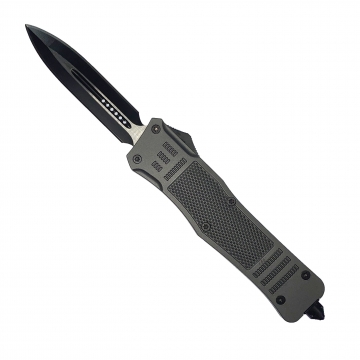 Delta Force OTF Grey Handle Black Double Edge Plain Blade