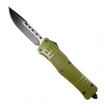 Delta Force OTF OD Green Handle Black Single Plain Edge Blade Knife