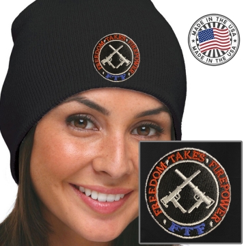 Double Mac Attack Embroidery Bayside 100% Acrylic Beanie USA Made