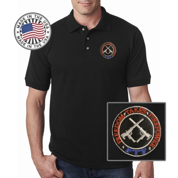 Double Mac Attack Embroidery 6.1 oz. Cotton Pique Polo USA Made