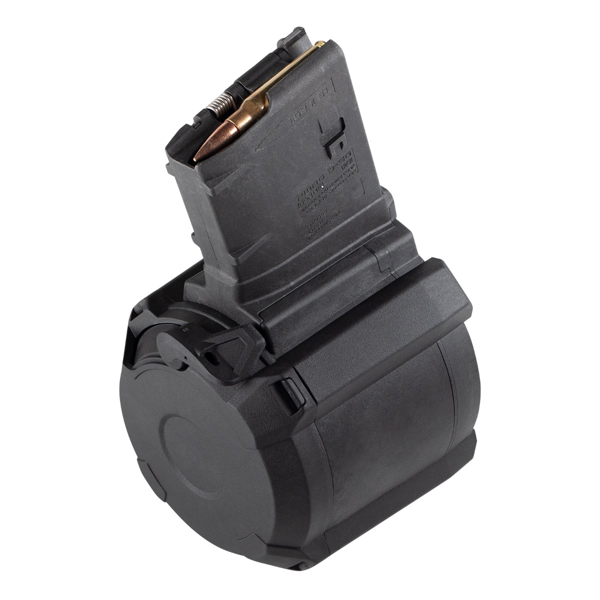 AR15 MagPul PMAG D-50 50 Round Drum Magazine SR25/M110 7.62x51/.308 Black-img-0