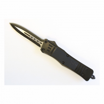 Delta Force OTF Black Handle Black Double Edge Plain Blade Knife