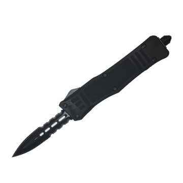 Mini Delta Force OTF Black Handle Black Double Edge Serrated Blade