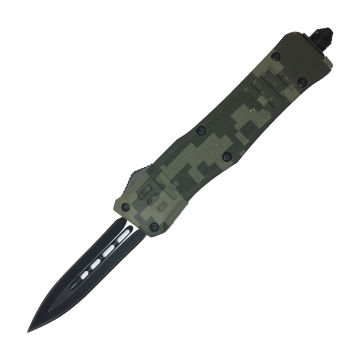 Mini Delta Force OTF Digital Camo Handle Black Double Edge Plain Blade