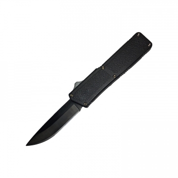Lightning OTF Black Handle Black Plain Blade Knife