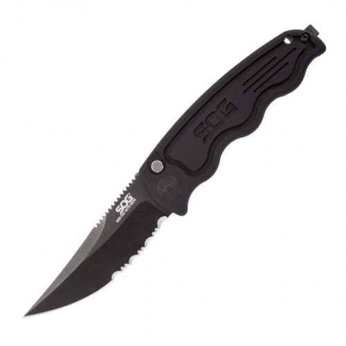 SOG TAC ST04 Automatic Knife Tactical Tanto (3.5" Black Serrated Blade